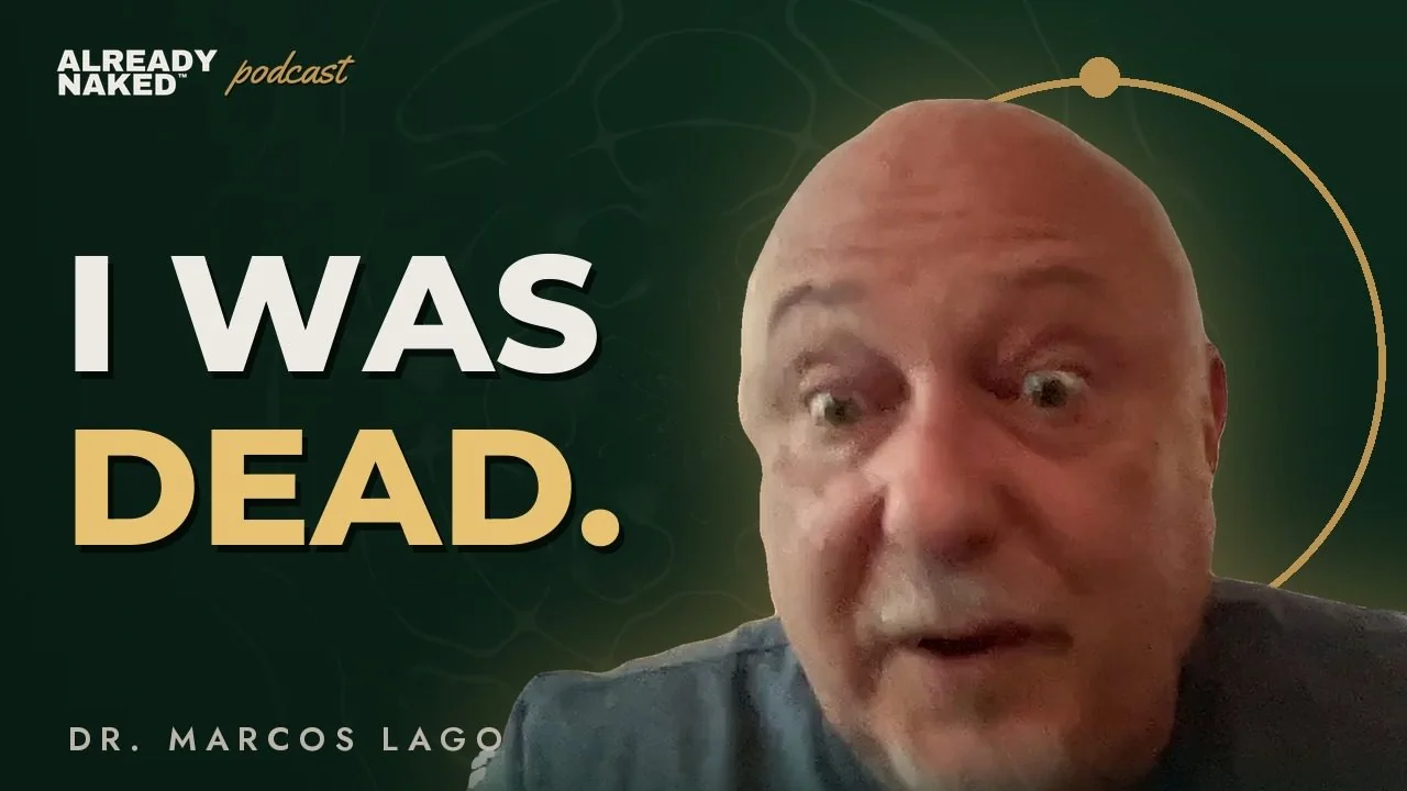 Episode one video still: Dr Marcos Lago with the words I was dead